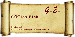 Gálos Elek névjegykártya